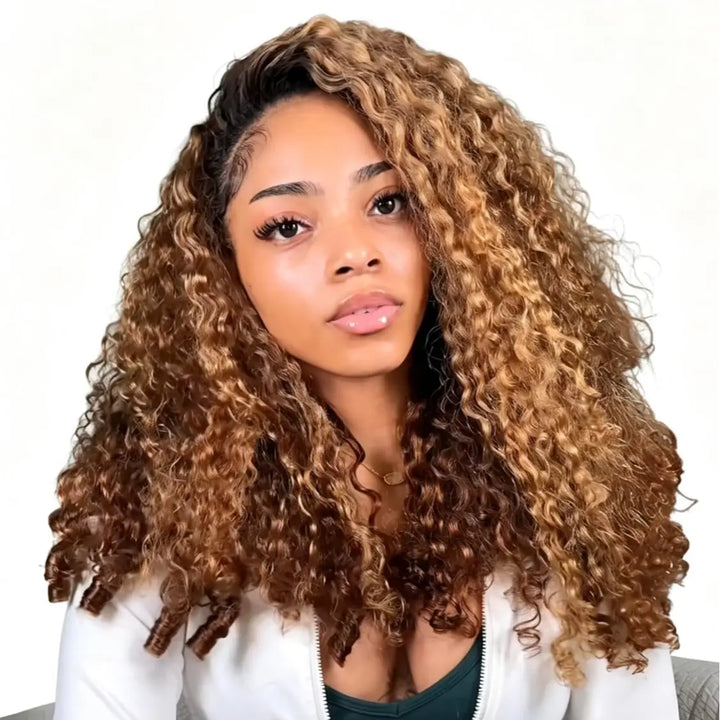 3 in 1 Burmese Curly Half Wig Human Hair 200% Density Glueless Wear &amp; Go Wig Beginner Friendly