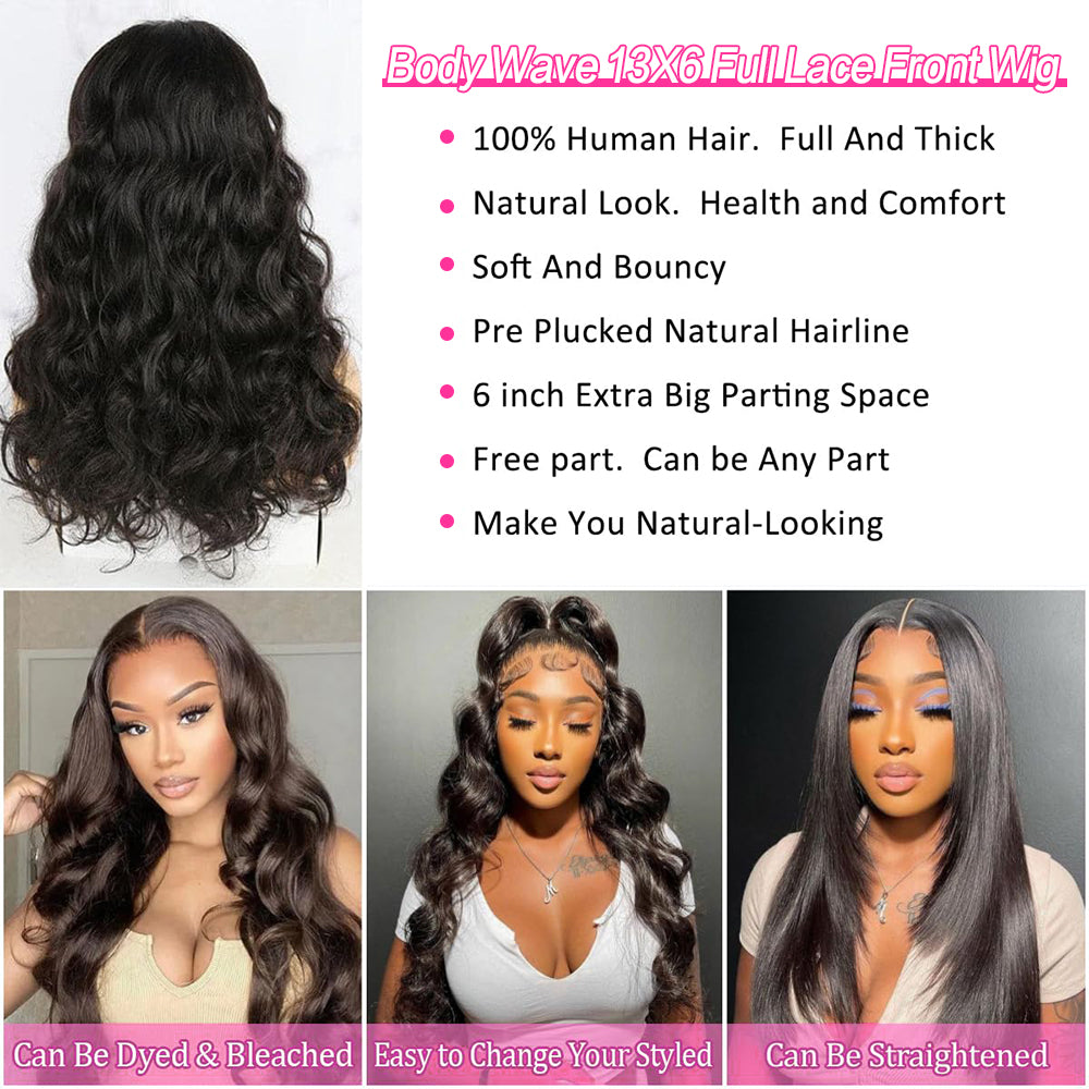 Body Wave Human Hair 13×6 HD Lace Frontal Wigs 180% Density