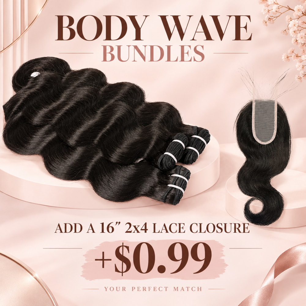 Body Wave Human Hair Bundles With 2x4 Lace Closure