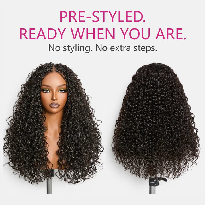 Mamushow Boho Braids 13x6 Lace Frontal Glueless Wigs Human Hair Water Wave HD Transparent Lace Wigs