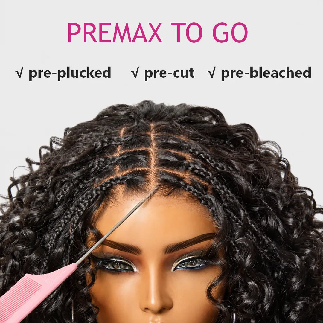 Mamushow Boho Braids 13x6 Lace Frontal Glueless Wigs Human Hair Water Wave HD Transparent Lace Wigs