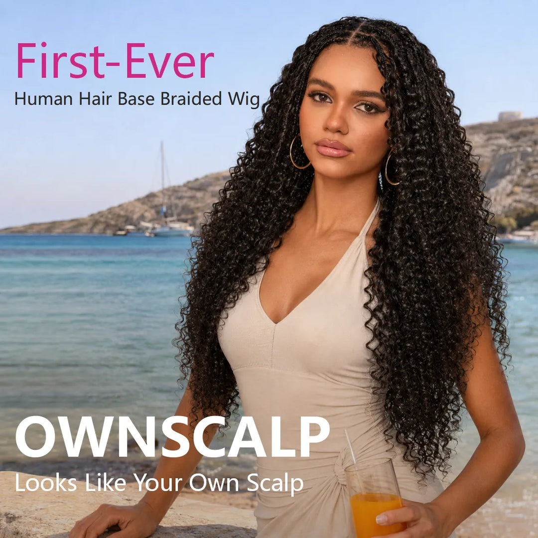 Mamushow Boho Braids 13x6 Lace Frontal Glueless Wigs Human Hair Water Wave HD Transparent Lace Wigs