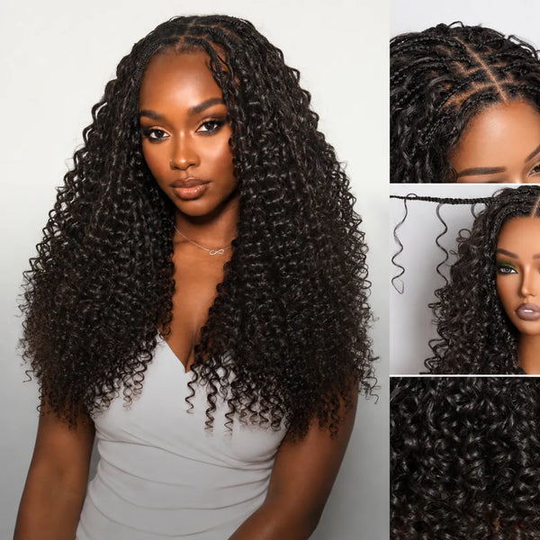 Mamushow Boho Braids 13x6 Lace Frontal Glueless Wigs Human Hair Water Wave HD Transparent Lace Wigs