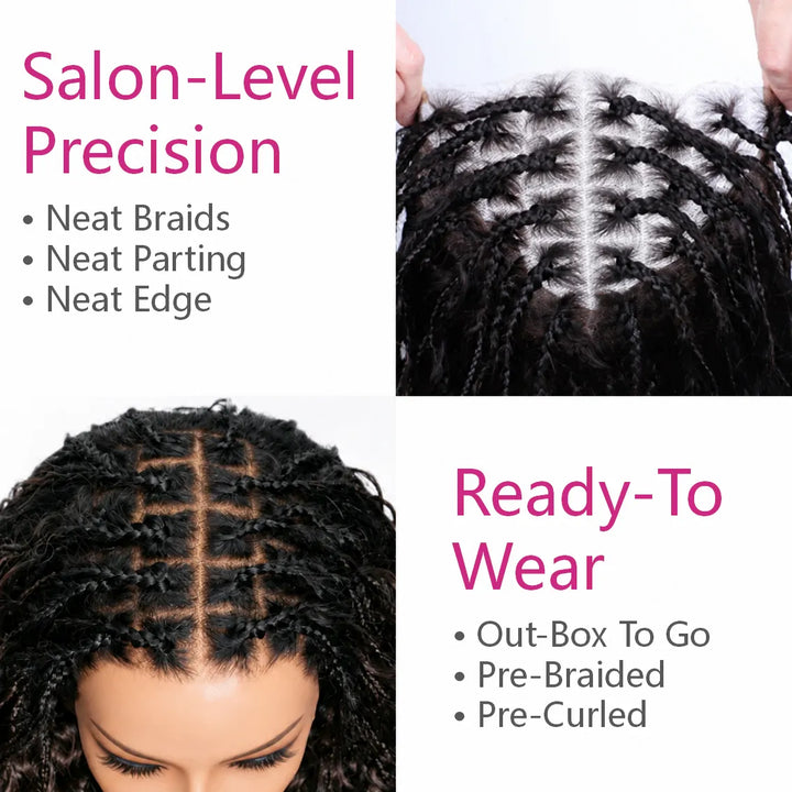 Mamushow Boho Braids 13x6 Lace Frontal Glueless Wigs Human Hair Water Wave HD Transparent Lace Wigs