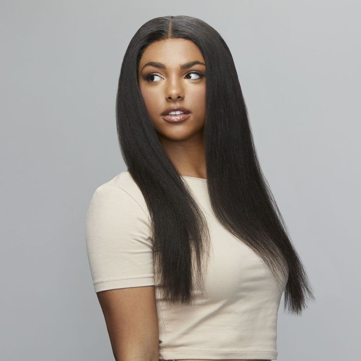 【Updated Drawstring】Mamushow Yaki Straight V Part Wig Human Hair Glueless Invisible Strap Drawstring 180% Density Natural Black
