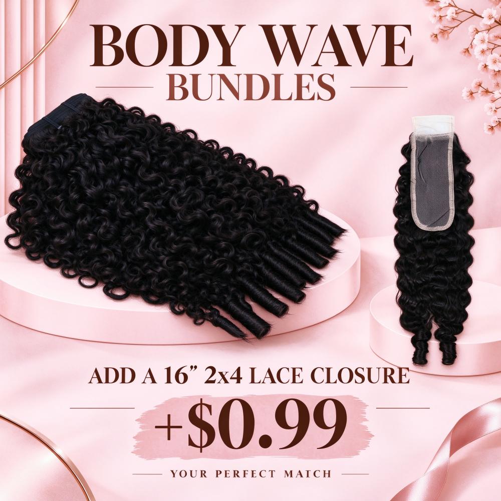 Burmese Curly Human Hair Bundles With 2x4 Lace Closure