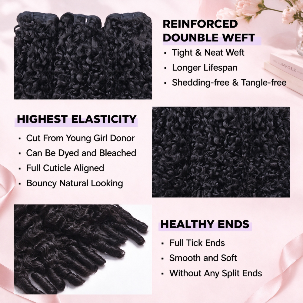 Burmese Curly Human Hair Bundles With 2x4 Lace Closure