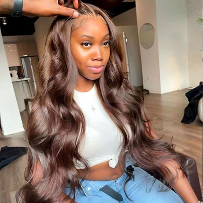 #4 Dark Brown Color Wig 13x4 13x6 Frontal Lace Front Wig Body Wave Hair Wig 180% Density Human Hair Wig