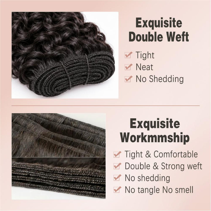 Deep Wave Human Hair Bundles With 2x4 Lace Closure
