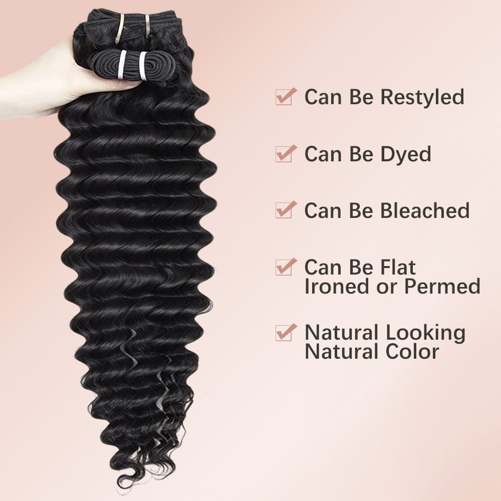 Deep Wave Human Hair Bundles With 2x4 Lace Closure