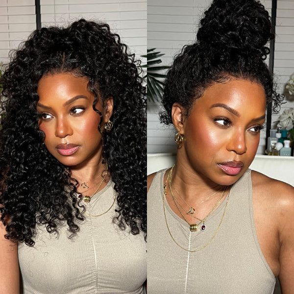 360 Lace Water Wave Wig Human Hair Invisible Drawstring Flexi-Fit Pre-Plucked Pre-Bleached Pre-Cut