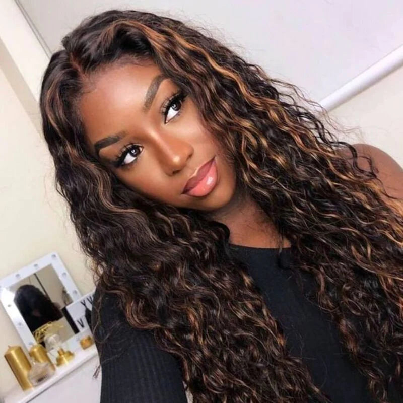 Wear & Go Balayage Water Wave Pre-Bleached Glueless Wig Invisible Lace Wig Dome Cap Wigs