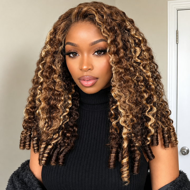 Flash Sale | 3 in 1 Burmese Curly Half Wig Human Hair 180% Density Glueless Wear &amp; Go Wig Beginner Friendly