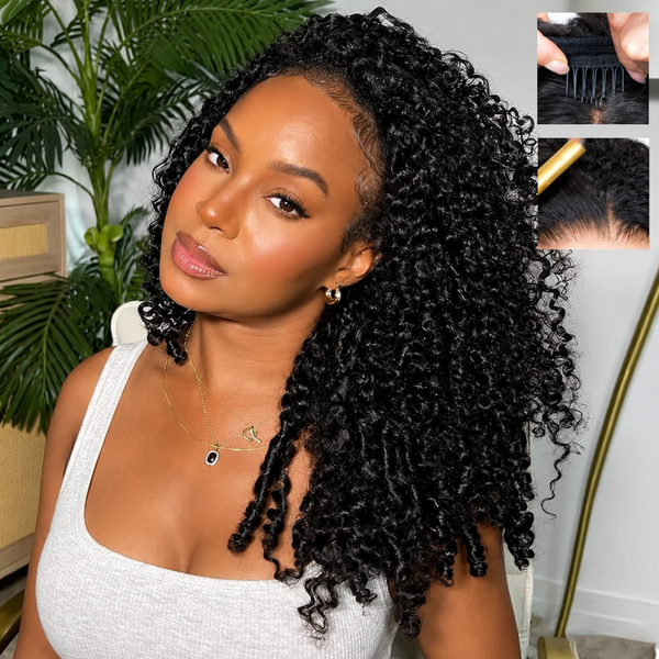 Flash Sale | 3 in 1 Burmese Curly Half Wig Human Hair 180% Density Glueless Wear & Go Wig Beginner Friendly