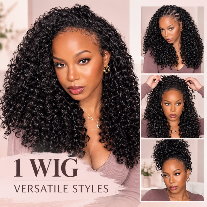 Flash Sale | 3 in 1 Burmese Curly Half Wig Human Hair 180% Density Glueless Wear &amp; Go Wig Beginner Friendly