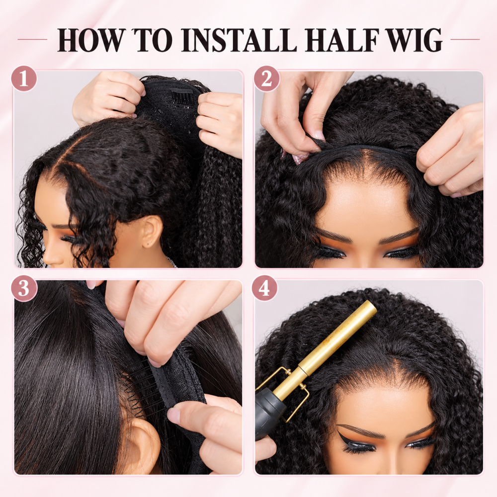 Flash Sale | 3 in 1 Burmese Curly Half Wig Human Hair 180% Density Glueless Wear &amp; Go Wig Beginner Friendly