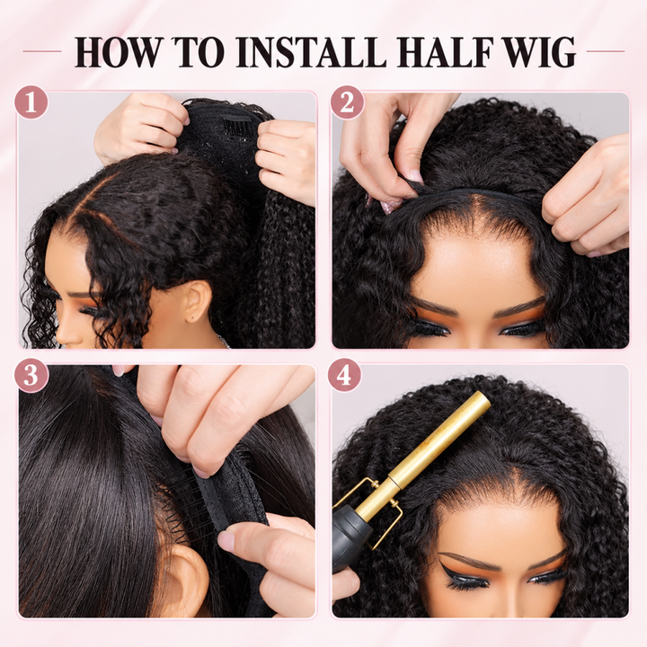 Flash Sale | 3 in 1 Burmese Curly Half Wig Human Hair 180% Density Glueless Wear &amp; Go Wig Beginner Friendly