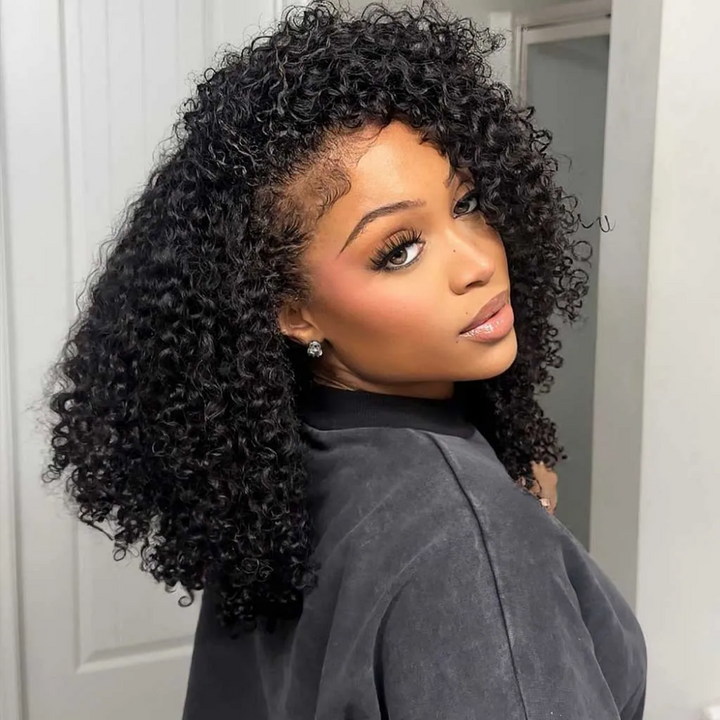 Flash Sale | 3 in 1 Kinky Curly Half Wig Human Hair Glueless Wear &amp; Go Wig Beginner Friendly