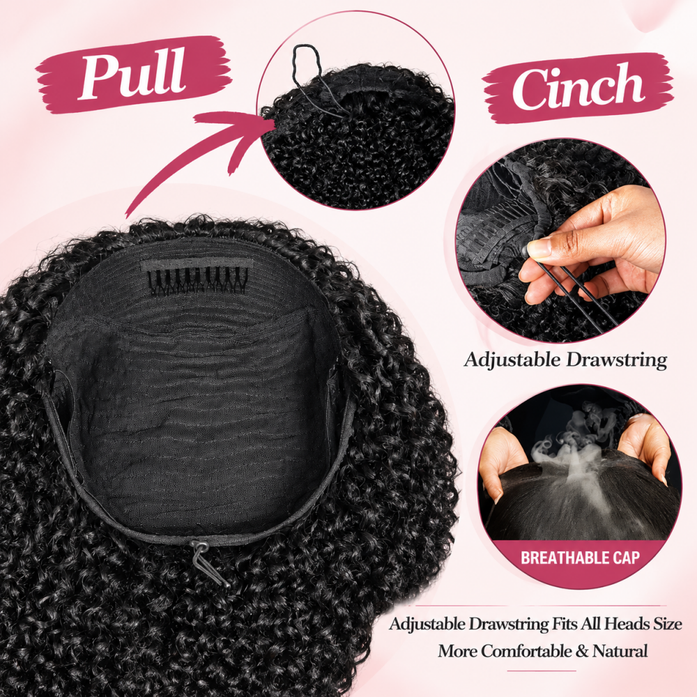 Flash Sale | 3 in 1 Kinky Curly Half Wig Human Hair Glueless Wear &amp; Go Wig Beginner Friendly