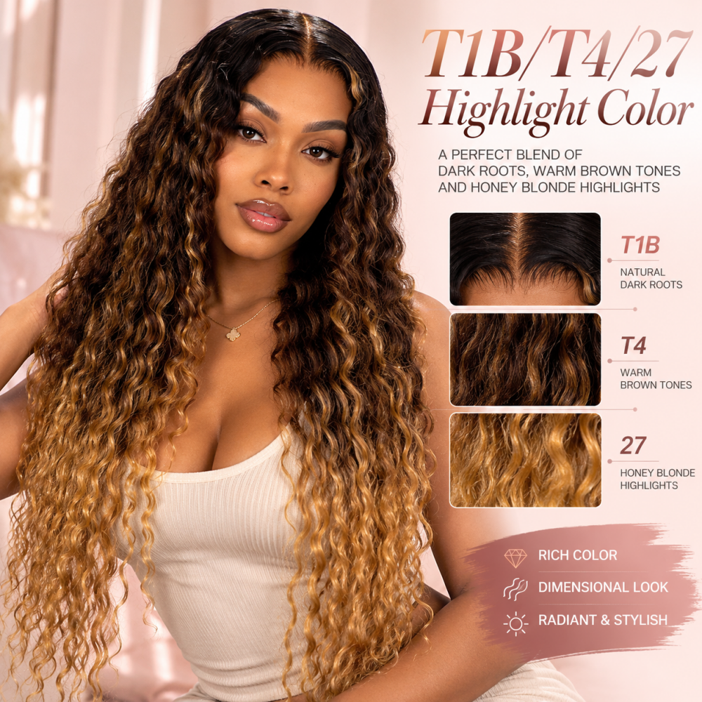 Flash Sale | Mamushow T1B/T4/27 Deep Wave 13x6 Lace Frontal Wigs Human Hair