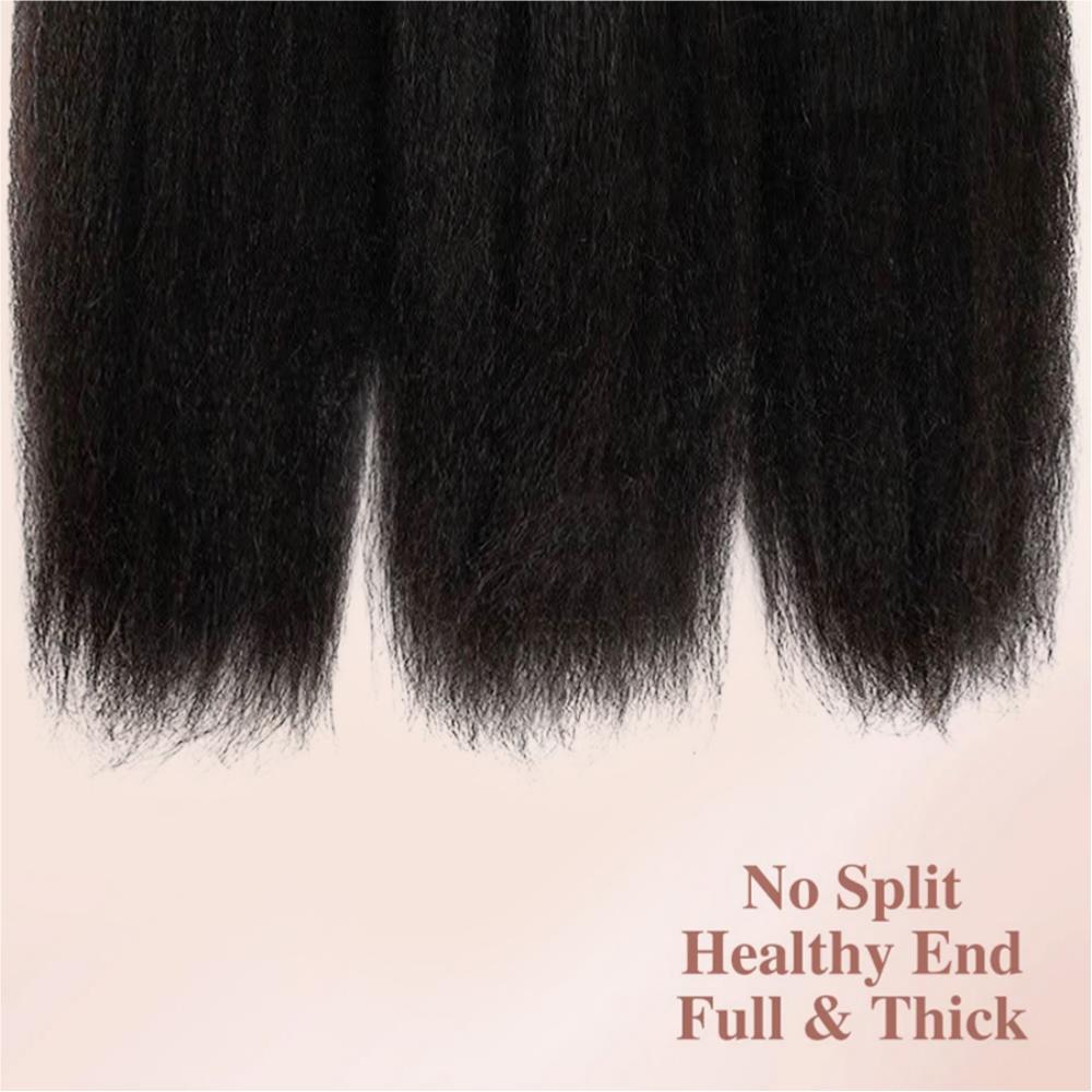 Kinky Straight Human Hair Bundles With 2x4 Lace Closure