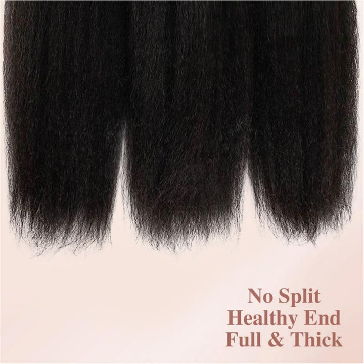 Kinky Straight Human Hair Bundles With 2x4 Lace Closure