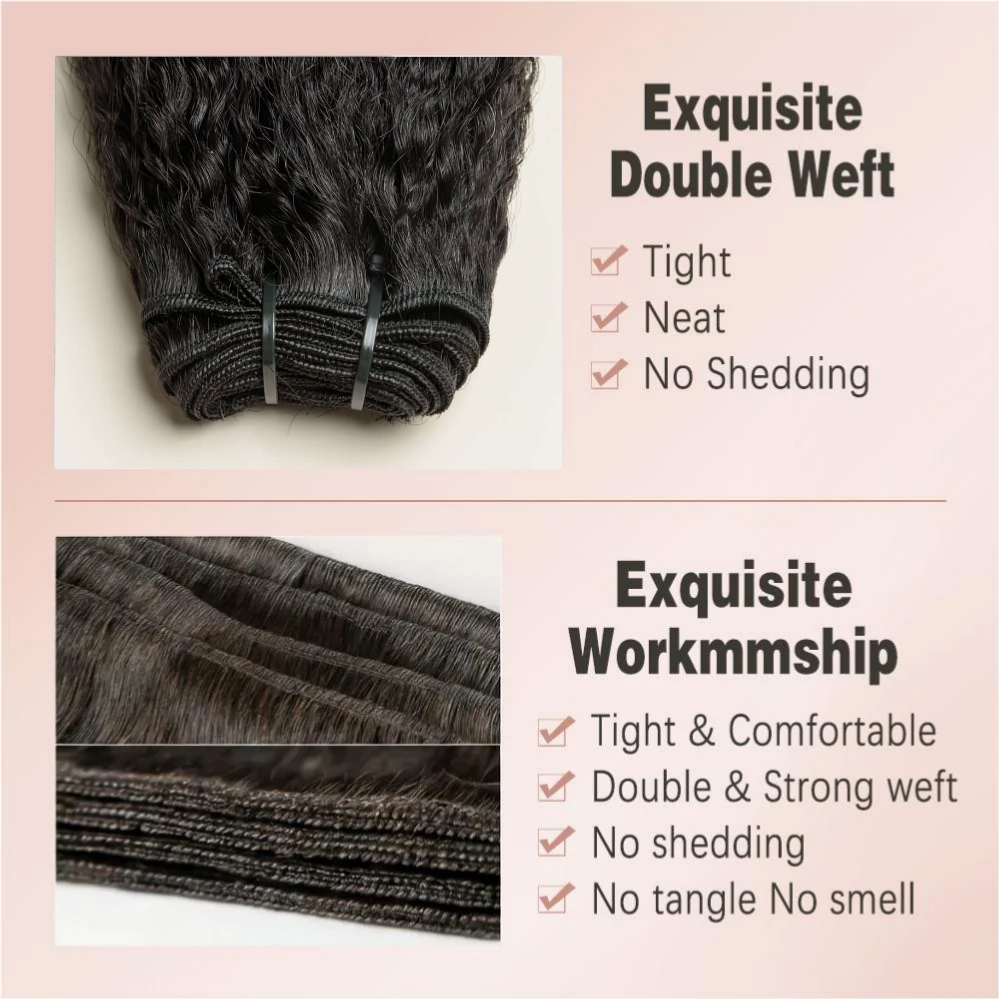 Kinky Straight Human Hair Bundles With 2x4 Lace Closure