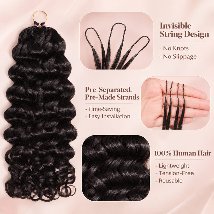 Mamushow Natural Black Feather Crochet Indian Curly Human Hair Extensions Lightweight Fluffy Natural Look Crochet Hair