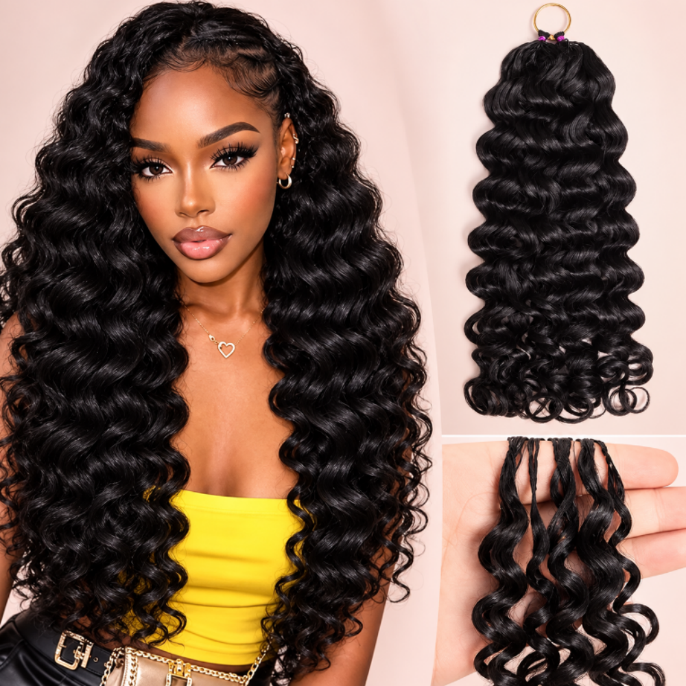 Mamushow Natural Black Feather Crochet Indian Curly Human Hair Extensions Lightweight Fluffy Natural Look Crochet Hair