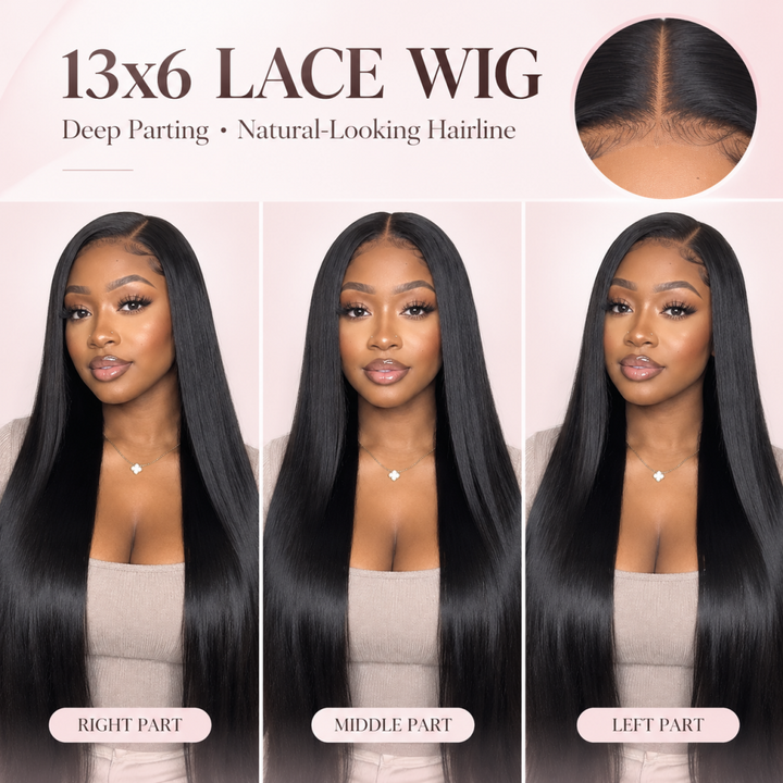 Mamushow 13x6 Lace Frontal Wigs Human Hair Straight Lace Wigs