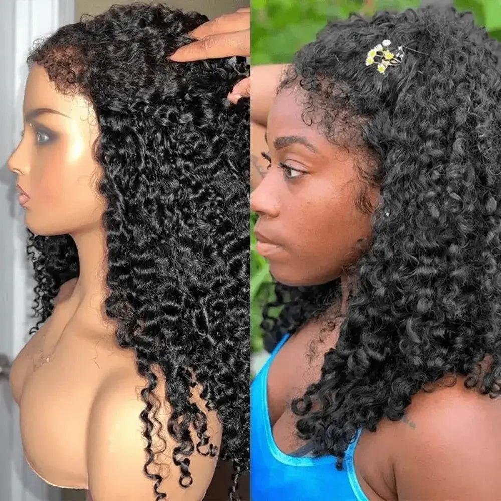 Mamushow 4C Curly Edge 13x6 Lace Frontal Wigs Burmese Curly 100%Human Hair Transparent Lace Wigs