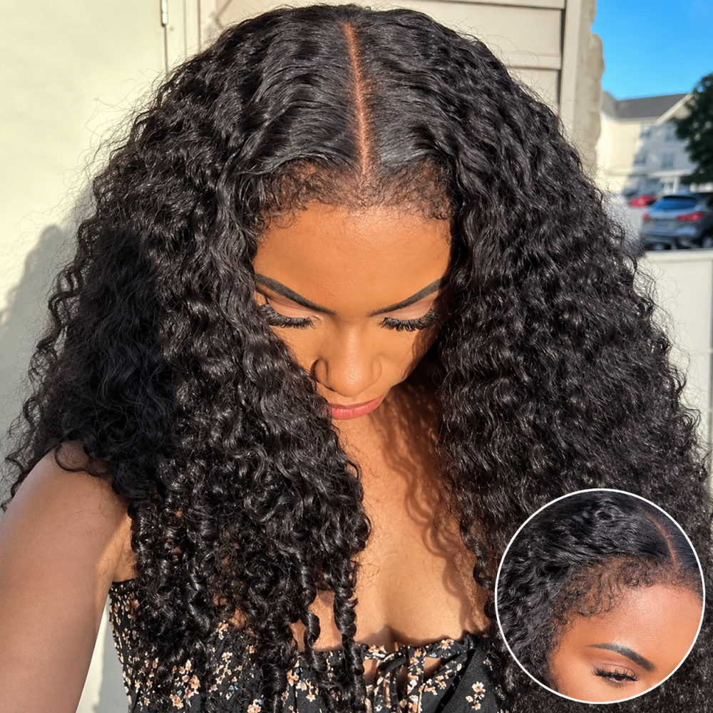 Mamushow 4C Curly Edge 13x6 Lace Frontal Wigs Burmese Curly 100%Human Hair Transparent Lace Wigs
