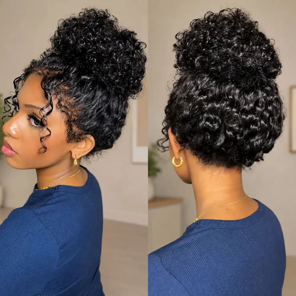 Mamushow 4C Curly Edge 360 Lace Frontal Wigs Burmese Curly 100%Human Hair Transparent Lace Wigs