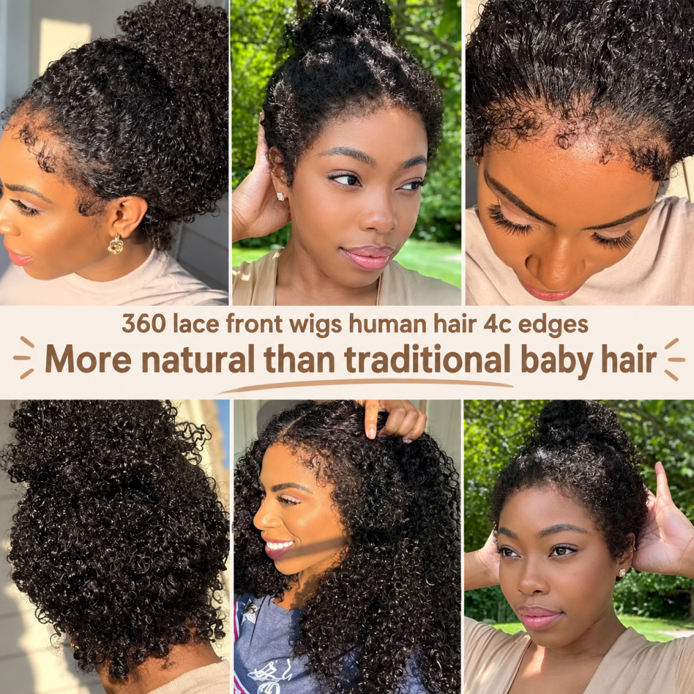 Mamushow 4C Curly Edge 360 Lace Frontal Wigs Burmese Curly 100%Human Hair Transparent Lace Wigs