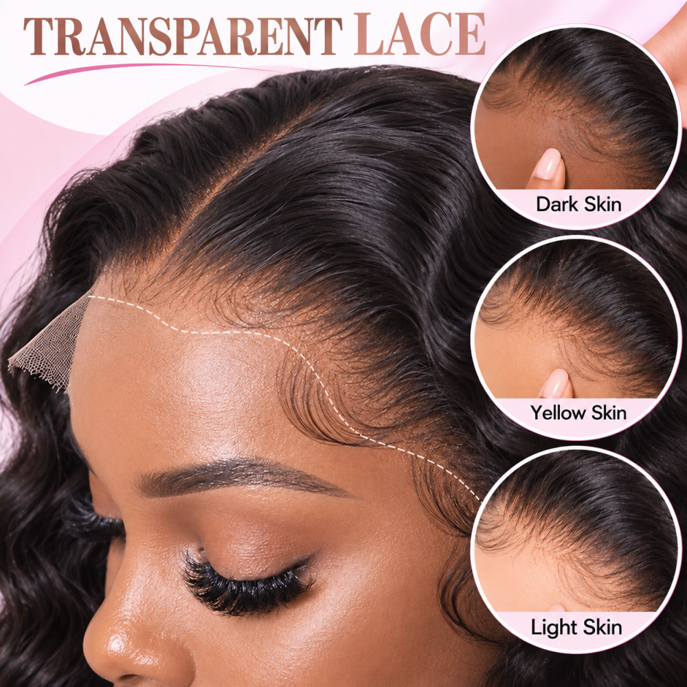 Mamushow 7x6/13x6 Lace Frontal Wigs Kinky Body Wave 100% Human Hair Transparent Lace Wigs