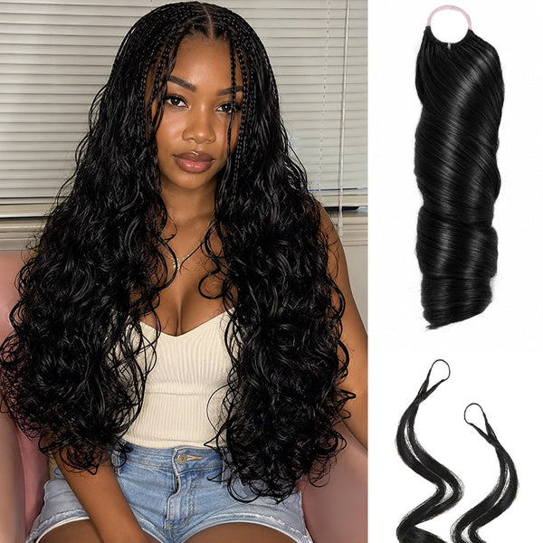 Mamushow Boho French Curls Feather Crochet Human Hair Bundles for Miracle Knots Pre-Separated 50g/Pack Reusable Crochet Extensions