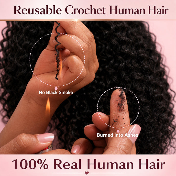 Mamushow Boho French Curls Feather Crochet Human Hair Bundles for Miracle Knots Pre-Separated 50g/Pack Reusable Crochet Extensions