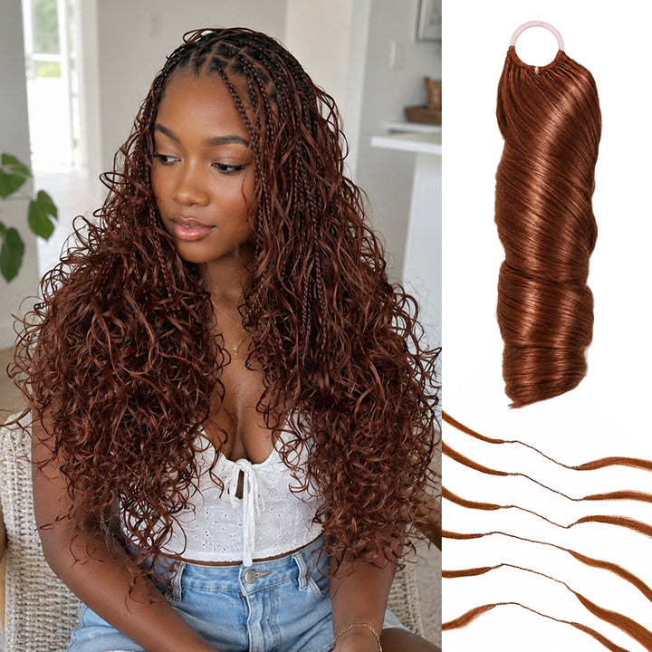 Mamushow Boho French Curls Feather Crochet Human Hair Bundles for Miracle Knots Pre-Separated 50g/Pack Reusable Crochet Extensions