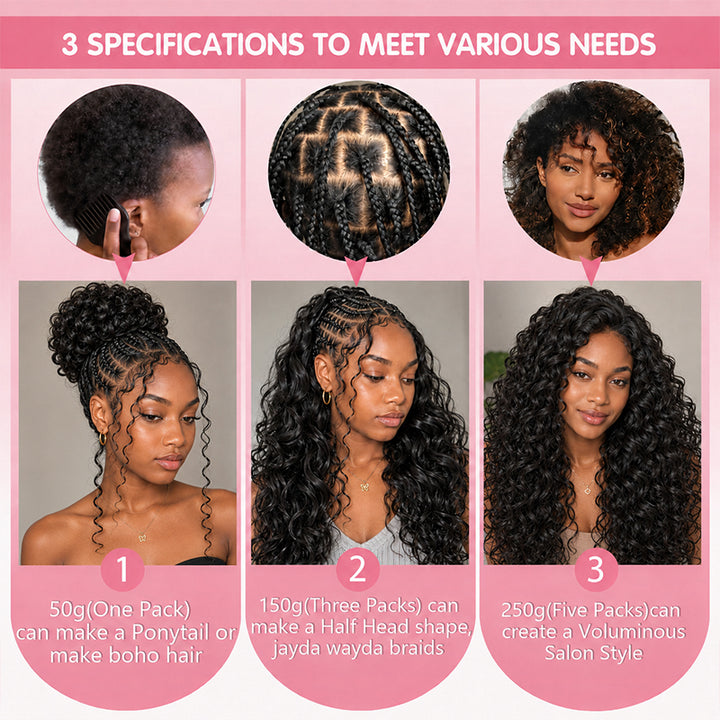 Mamushow Boho French Curls Feather Crochet Human Hair Bundles for Miracle Knots Pre-Separated 50g/Pack Reusable Crochet Extensions