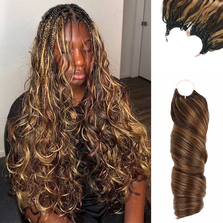 Mamushow Boho French Curls Feather Crochet Human Hair Bundles for Miracle Knots Pre-Separated 50g/Pack Reusable Crochet Extensions