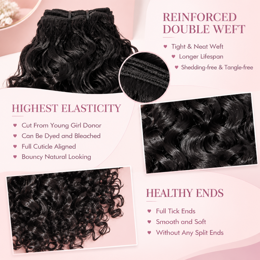Mamushow Indian Curly Human Hair Bundles Pre-Separated 50g/Pack 100% Human Virgin Hair