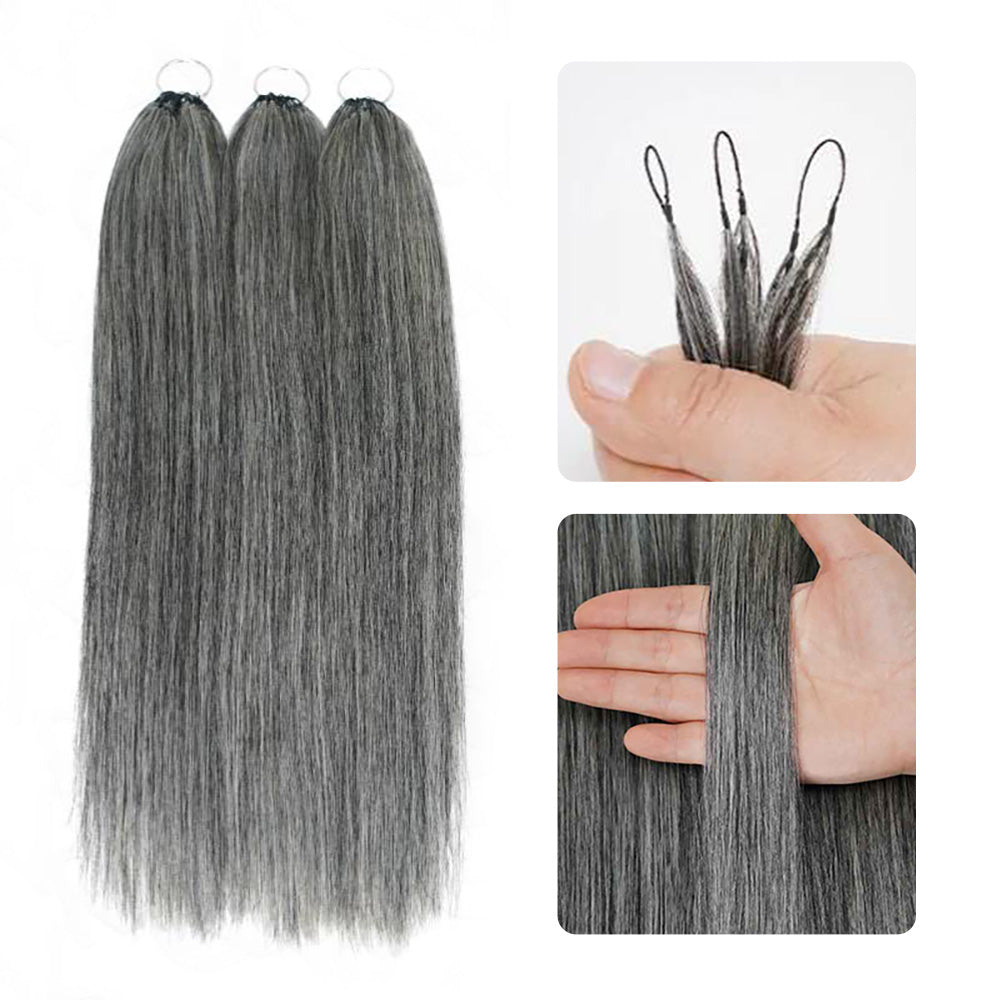 Mamushow Salt&amp;Pepper Feather Crochet Body Wave Human Hair Extensions Lightweight Fluffy Natural Look Crochet Hair