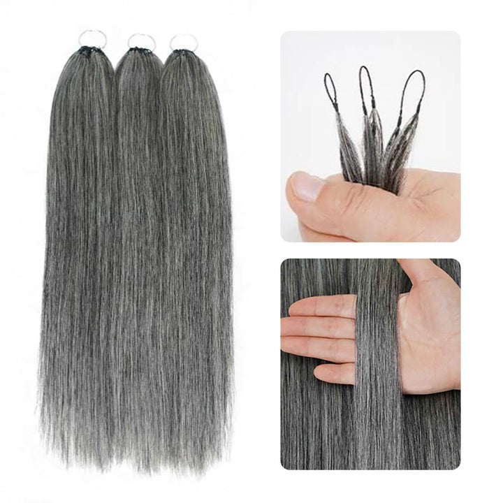 Mamushow Salt&amp;Pepper Feather Crochet Body Wave Human Hair Extensions Lightweight Fluffy Natural Look Crochet Hair