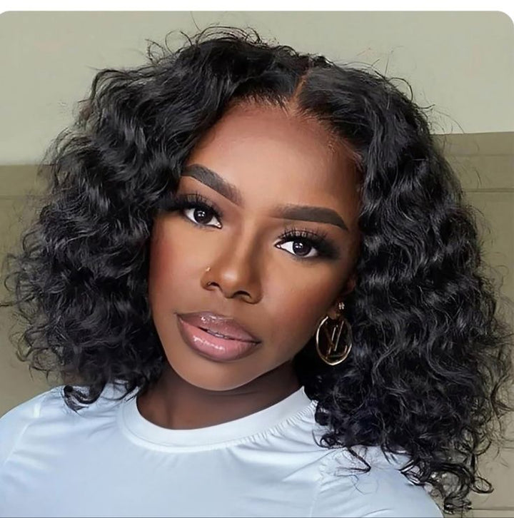 V Part Glueless Water Wave Bob Wig No Leave Out Upgrade