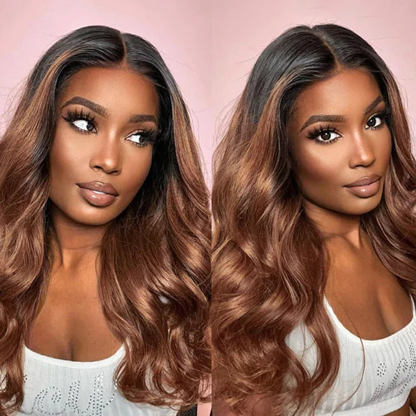 Ombre Body Wave Lace Front Wig 1B/30 Lace Frontal Wig Colored 13x4 HD Lace Human Hair Wigs