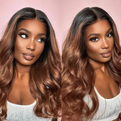 Ombre Body Wave Lace Front Wig 1B/30 Lace Frontal Wig Colored 13x4 HD Lace Human Hair Wigs