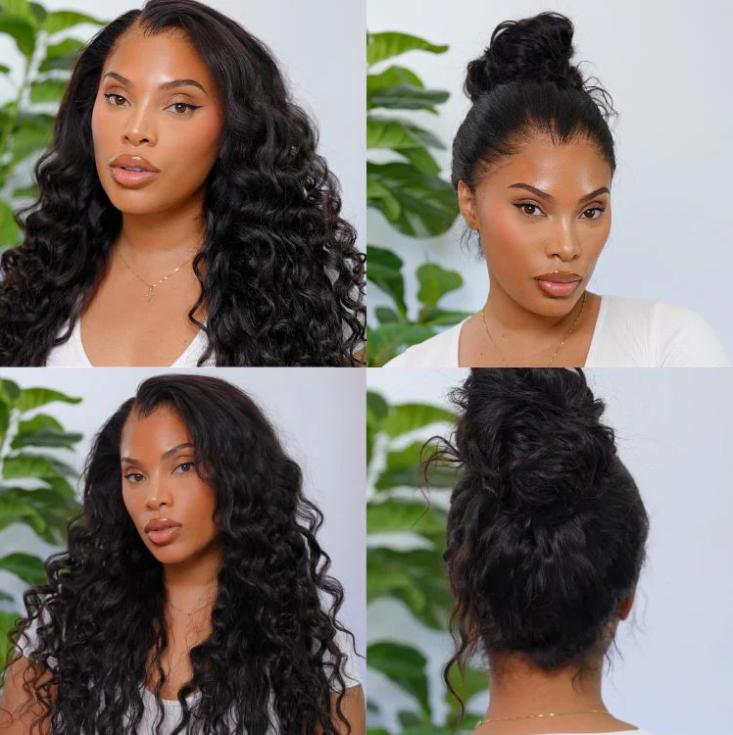 360 Lace Water Wave Wig Human Hair Invisible Drawstring Flexi-Fit Pre-Plucked Pre-Bleached Pre-Cut