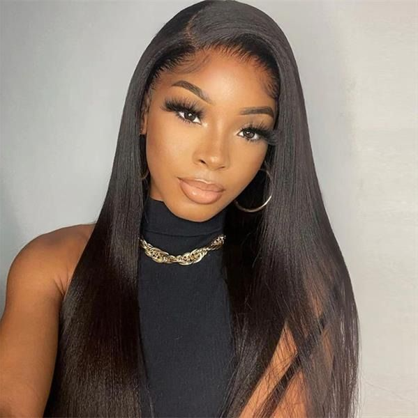 360 Lace Straight Wig Human Hair Invisible Drawstring Flexi-Fit Pre-Plucked Pre-Bleached Pre-Cut
