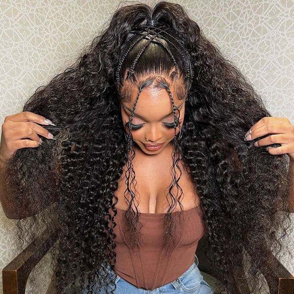 360 Lace Kinky Curly Wig Human Hair Invisible Drawstring Flexi-Fit Pre-Plucked Pre-Bleached Pre-Cut