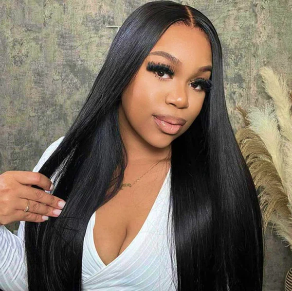 【Updated Drawstring】Mamushow Kinky Straight V Part Wig Human Hair Glueless Invisible Strap Drawstring 180% Density Natural Black
